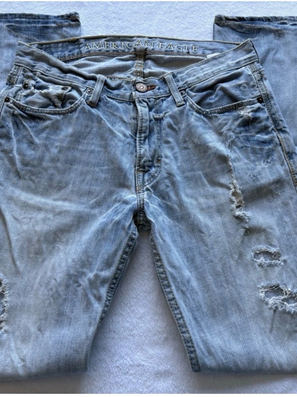 American Eagle Outfitters Light Blue Distressed Bootcut Jeans